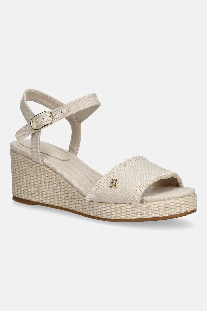 Tommy Hilfiger Topuklu Wedge Platform Sandalet MID WOVEN WEDGE ESPAD FRINGE