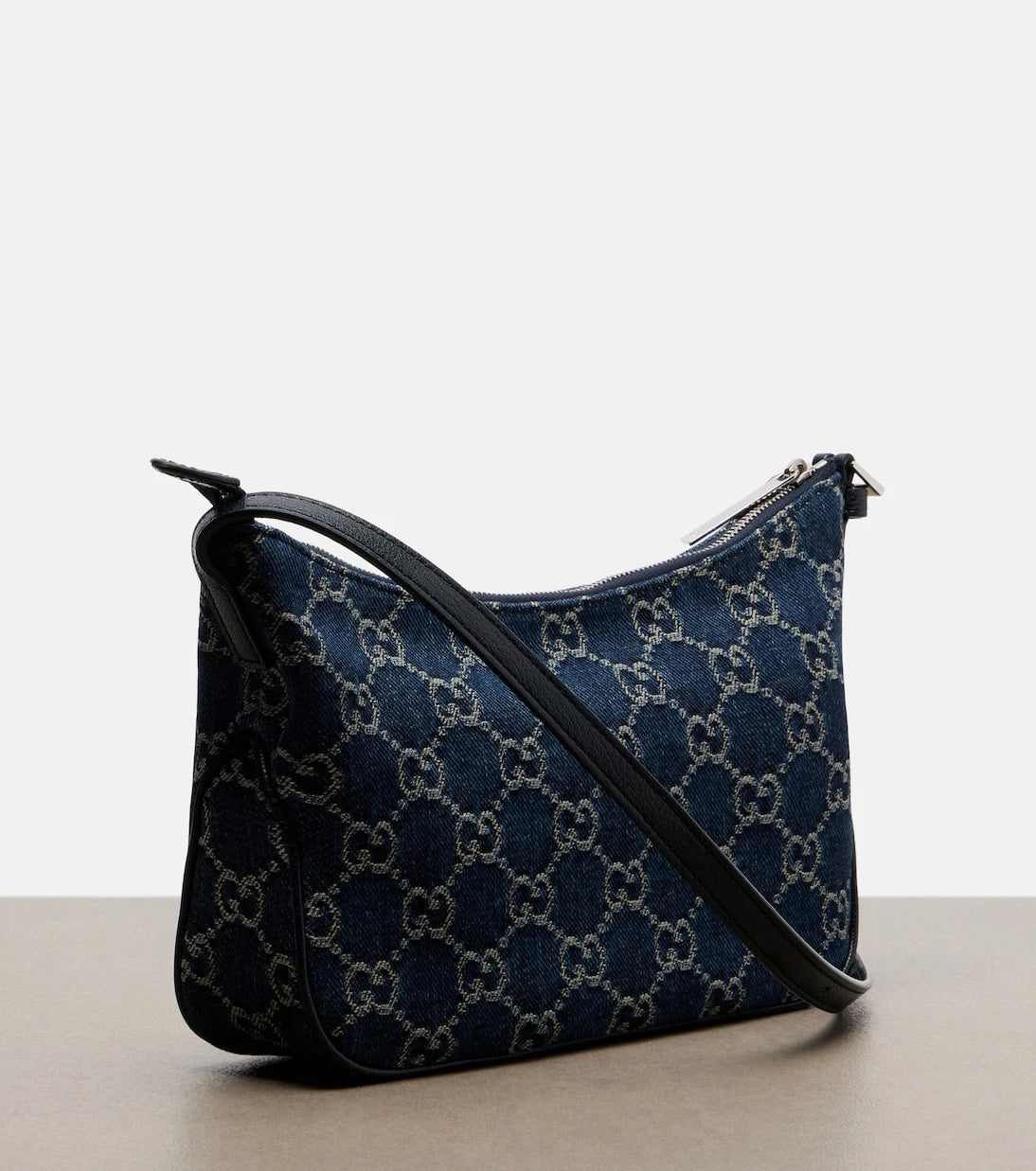 Gucci - Lady Lunetta GG Small denim shoulder bag