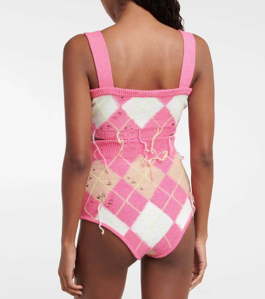 Area - Embellished argyle crop top