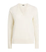 Ivory Cashmere V-Neck Sweater