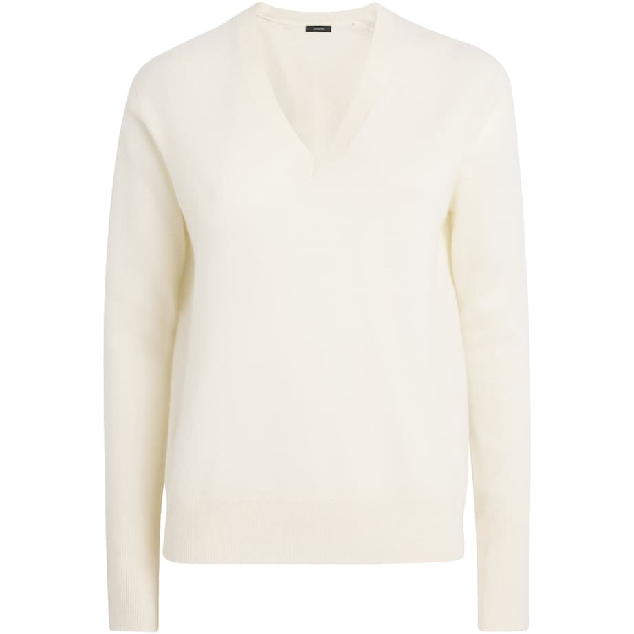 Ivory Cashmere V-Neck Sweater