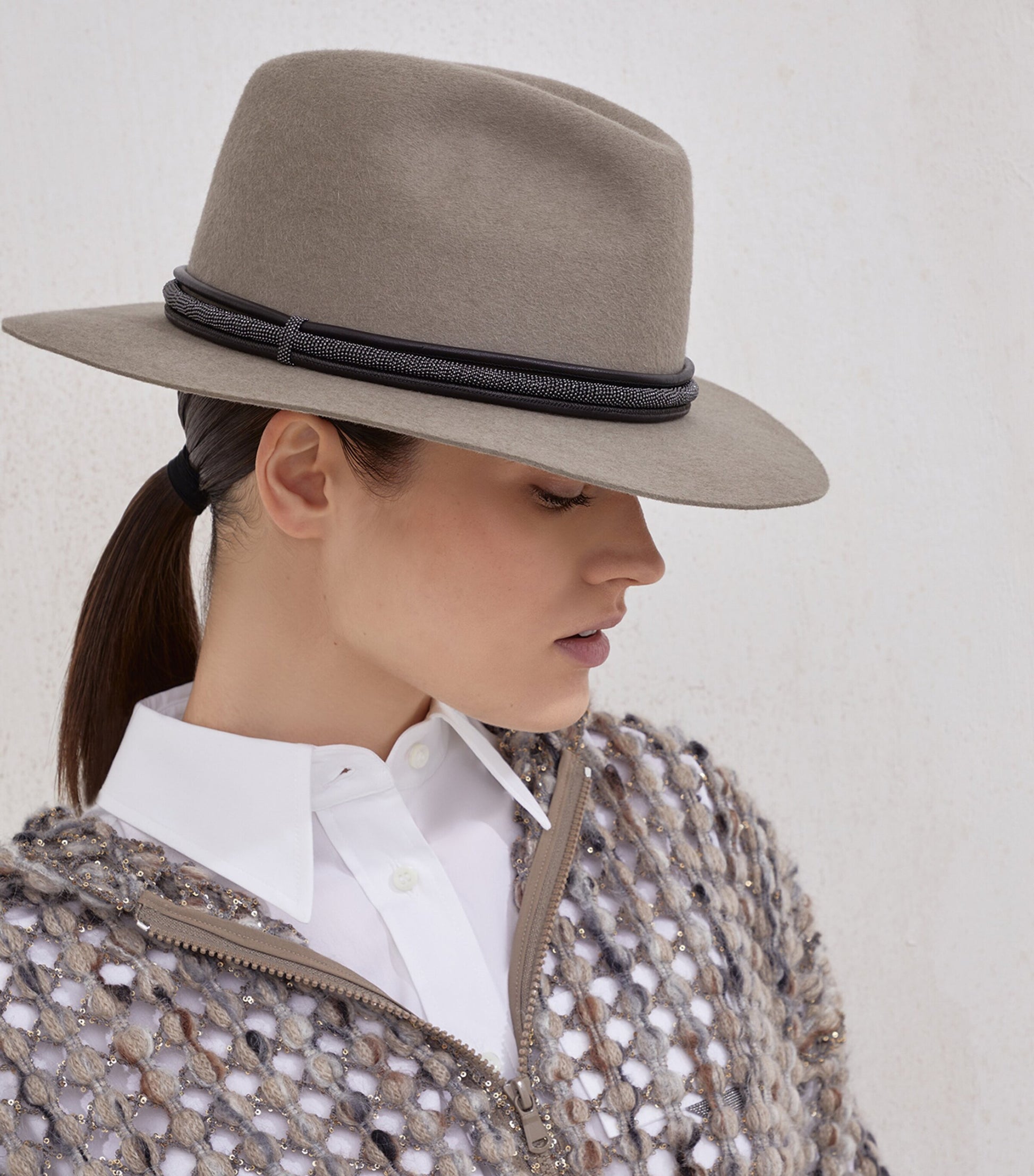 Brunello Cucinelli Brown Felt Fedora Hat