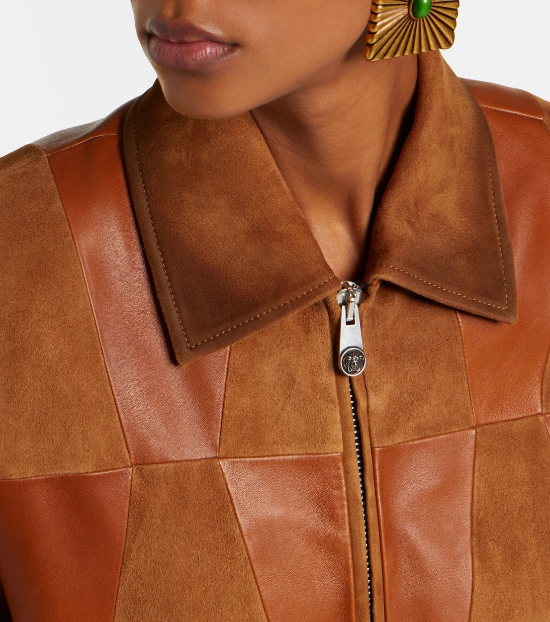 Versace - Leather and suede blouson jacket