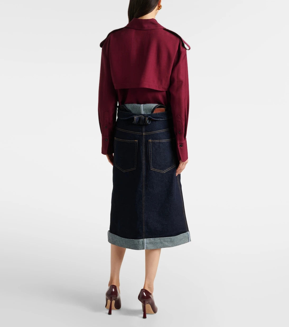 Victoria Beckham - Convertible denim midi skirt
