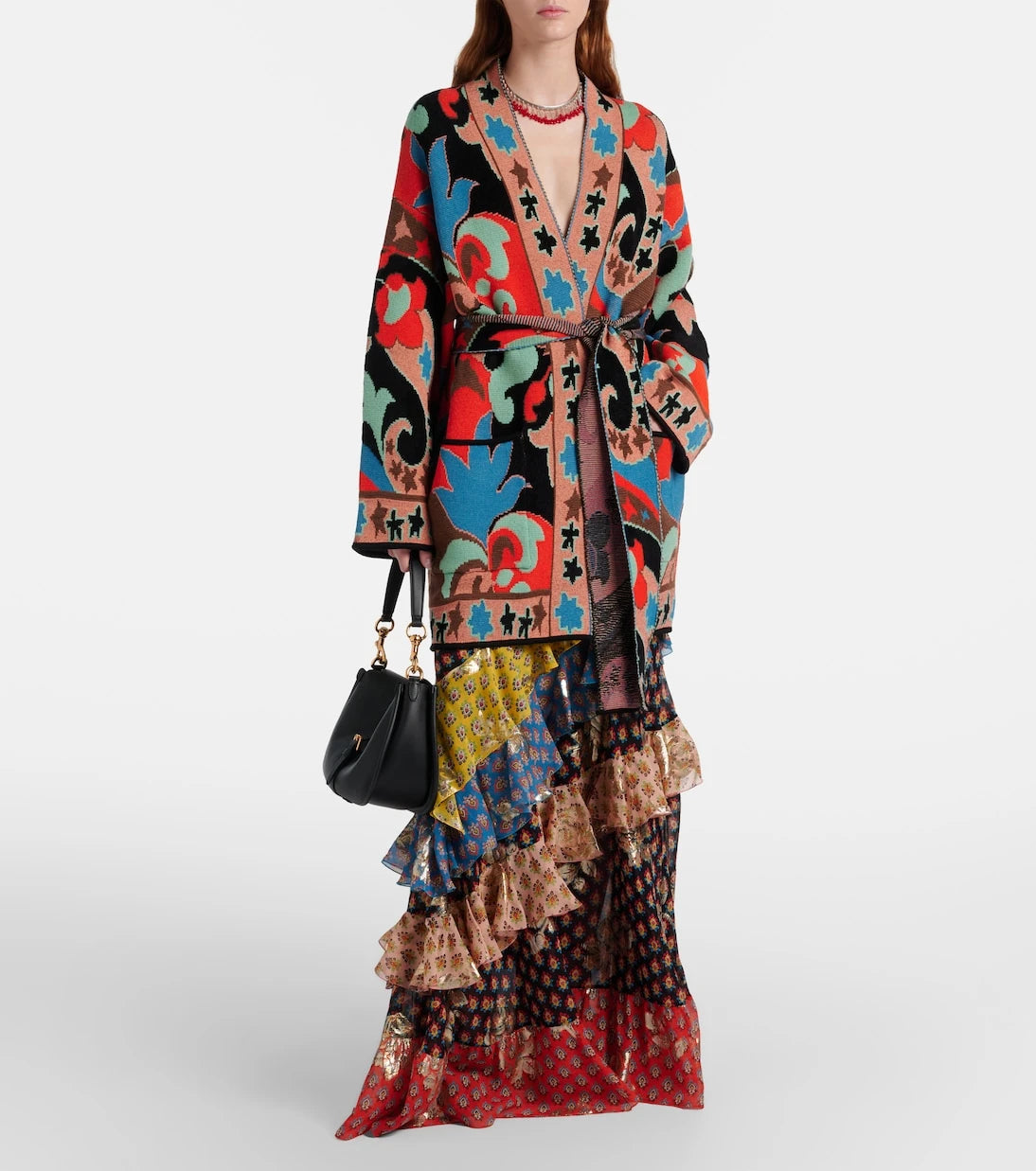 Etro - Jacquard wool-blend wrap cardigan