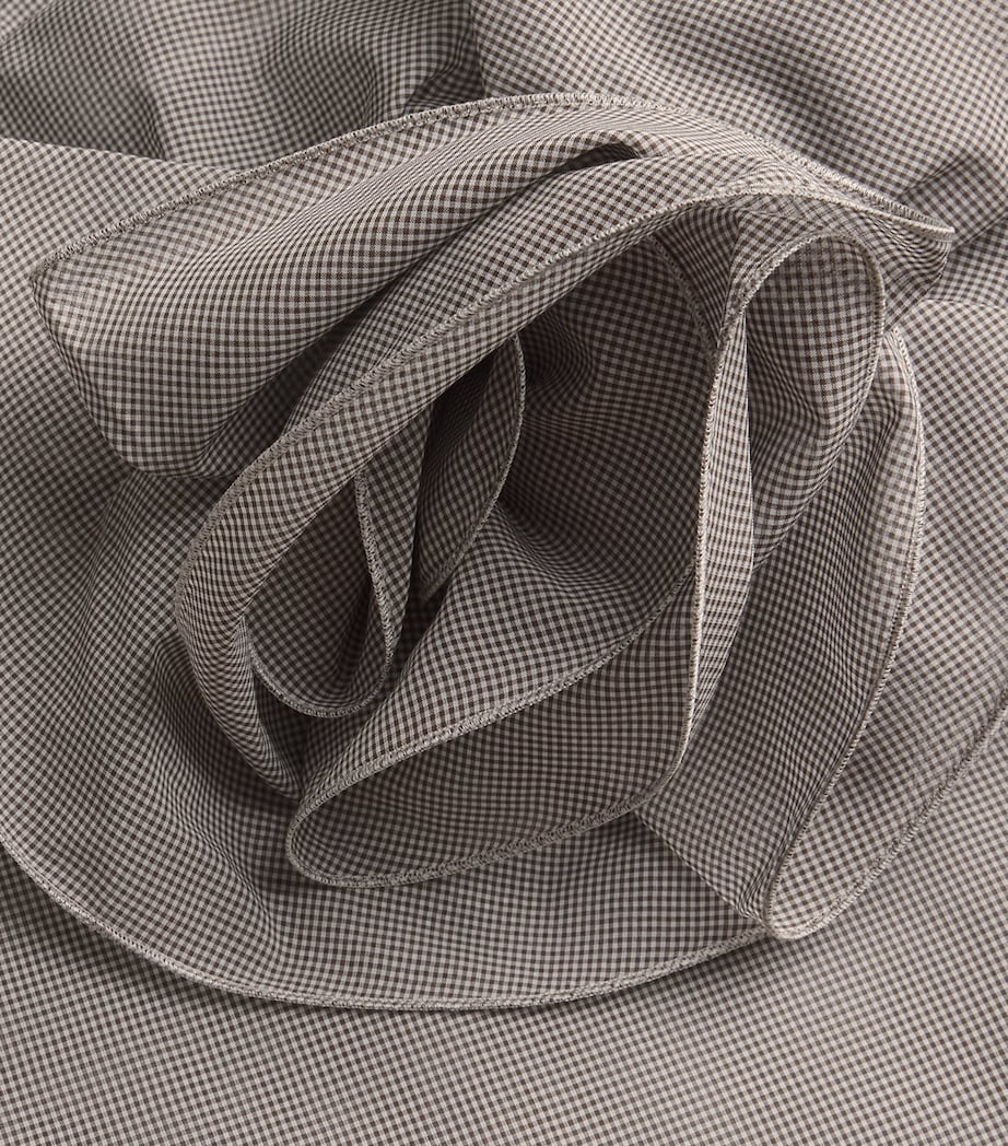 Brown Silk Rose Brooch Blouse