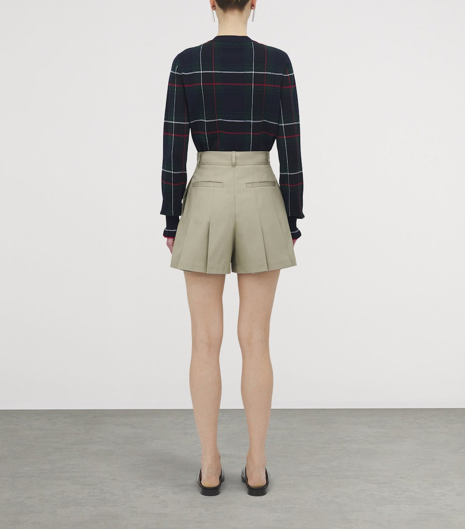 McQueen Brown Cotton Pleated Shorts