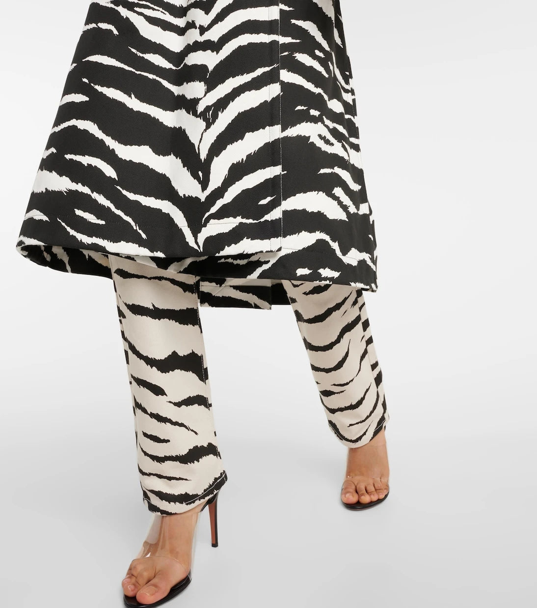 Alaïa - Zebra-print denim trench coat