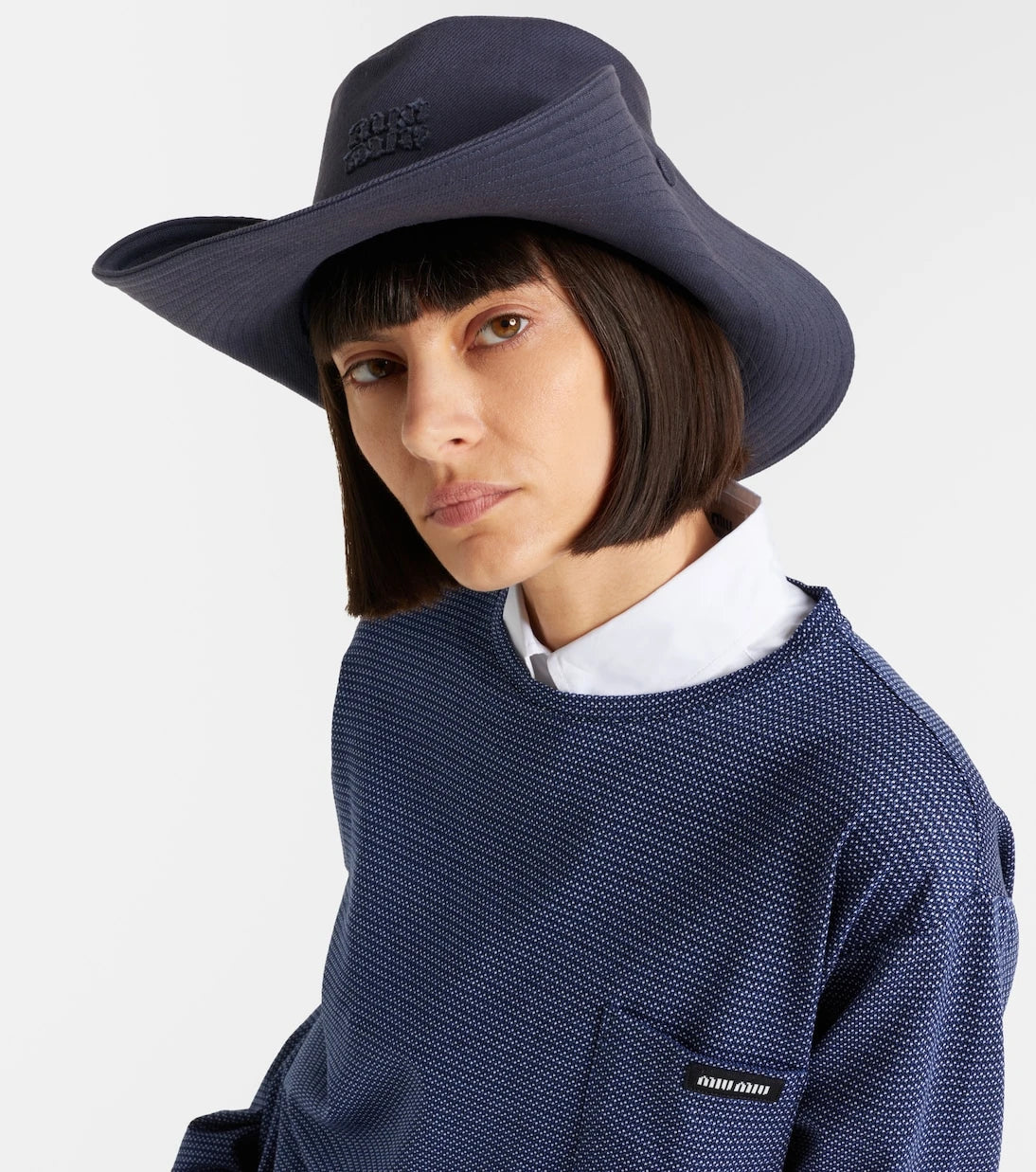 Miu Miu - Leather-trimmed cotton cowboy hat