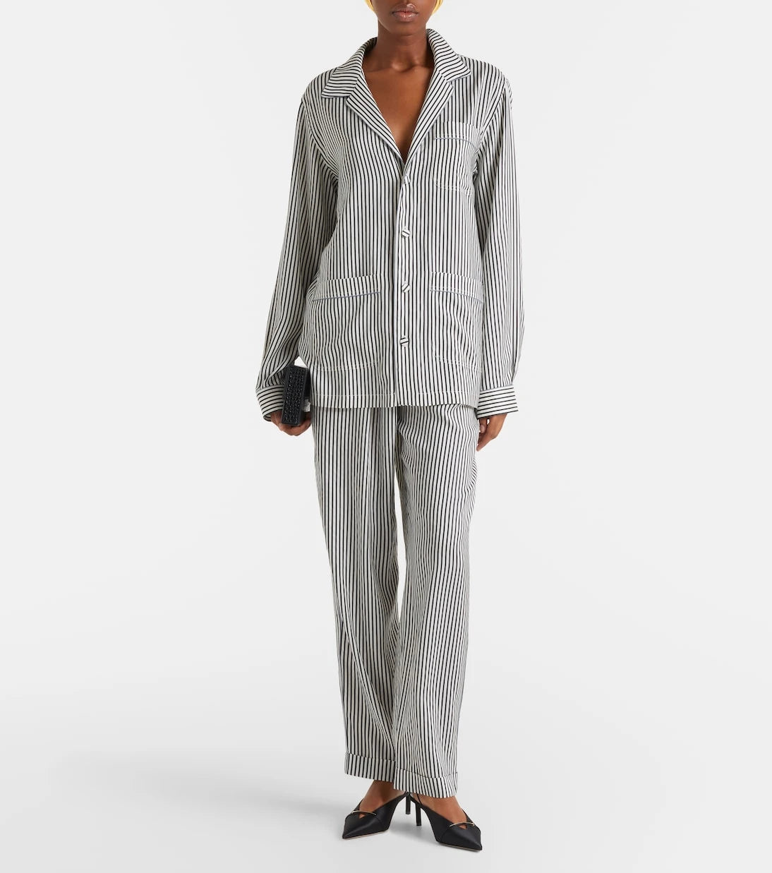 Tom Ford - Çizgili oversize ipek gömlek
