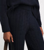 Soft Goat Navy Cashmere Cable-Knit Sweatpants