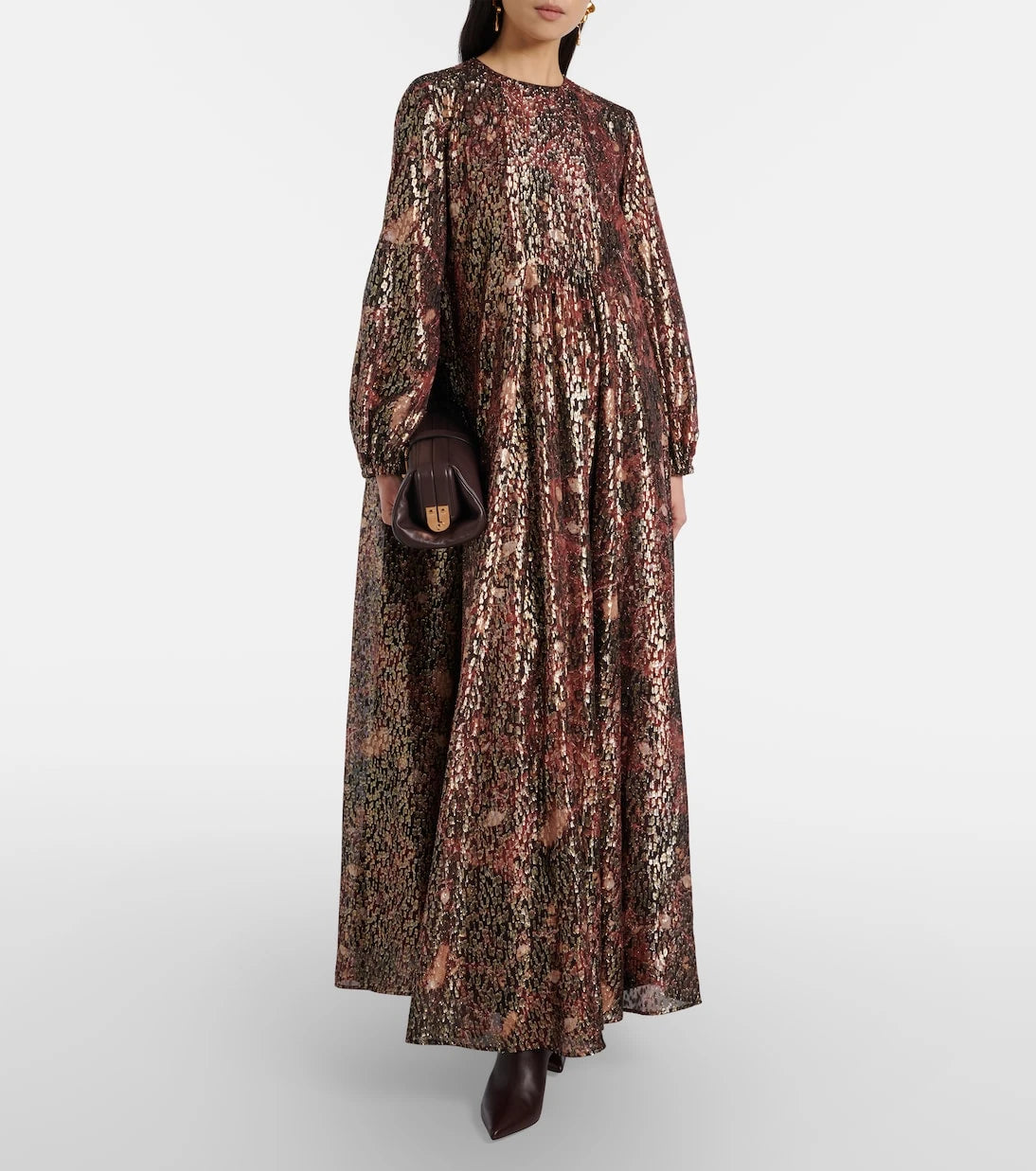 Max Mara - Zinnia metallic silk-blend maxi dress
