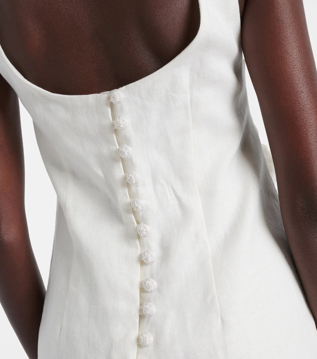 Farm Rio - Floral-appliqué linen minidress