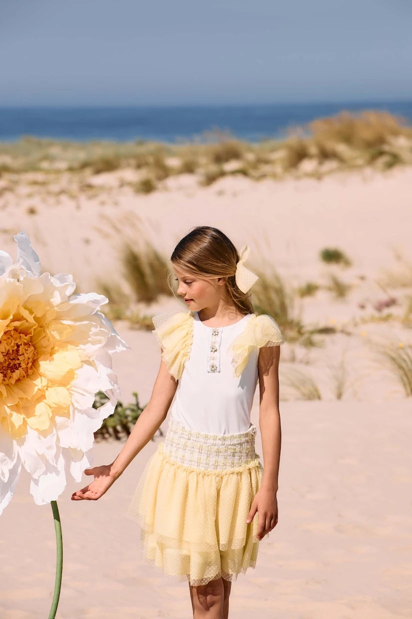 Patachou - Ruffled cotton-blend top and skirt set