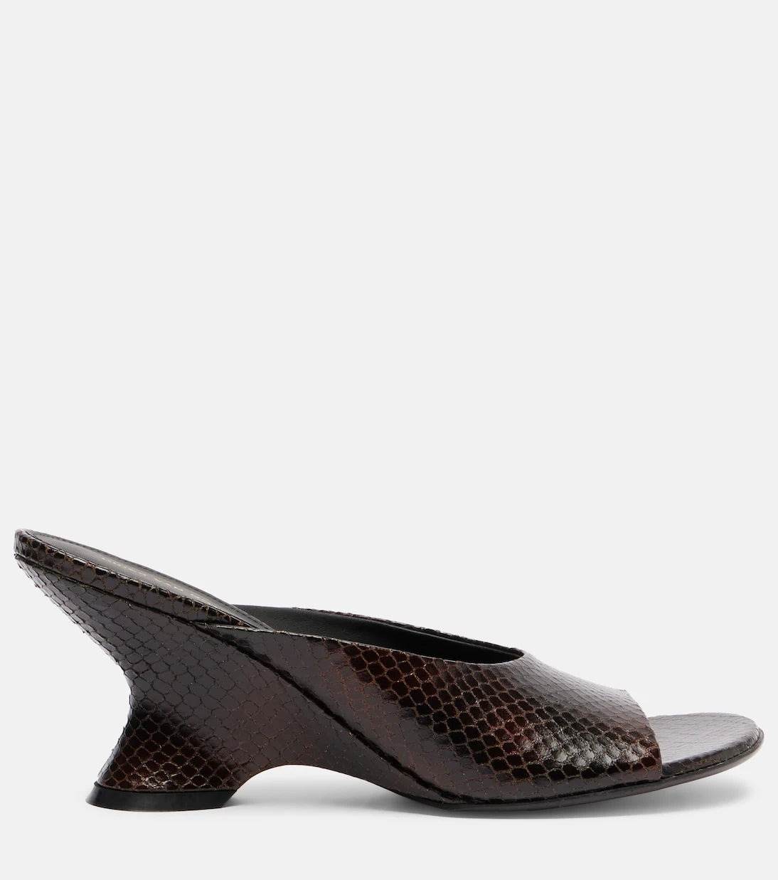 Dries Van Noten - 75 snake-effect leather wedge mules