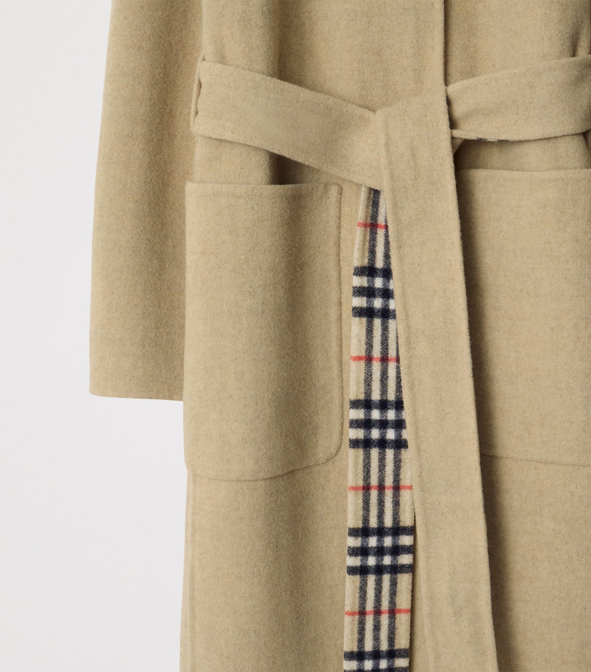 Burberry Beige Wool Reversible Hooded Wrap Coat