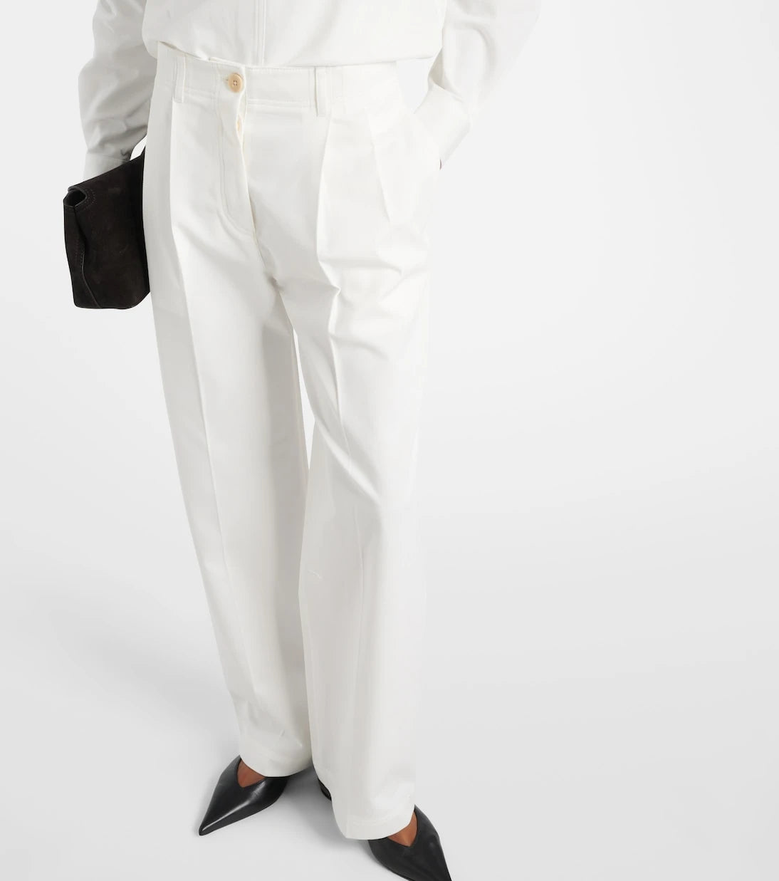 Toteme - High-rise cotton twill wide-leg pants