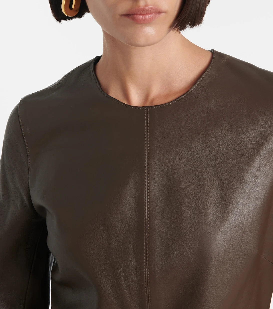 Toteme - Paneled leather midi dress