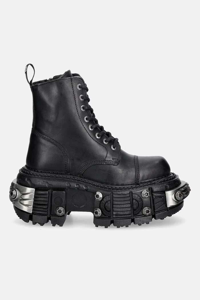 New Rock CRUST NEGRO IMPERFECT TANK kadın deri platform bot