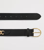 Maje Black Leather Chain Detail Belt