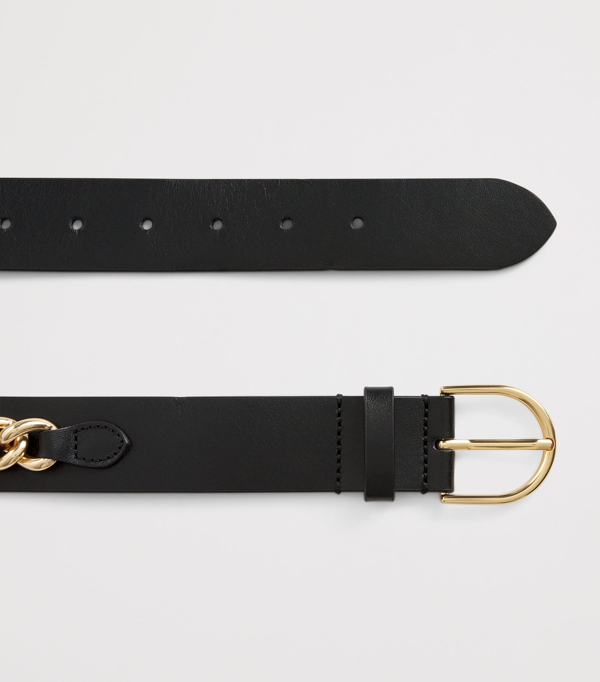 Maje Black Leather Chain Detail Belt