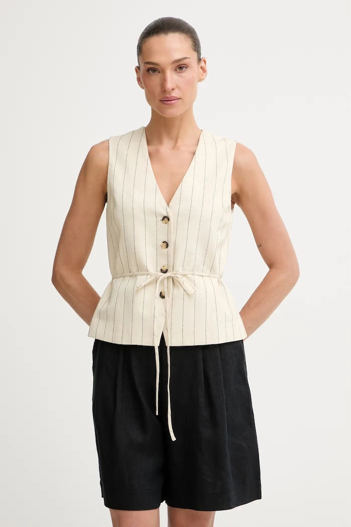 rag & bone tek düğmeli, keten karışımlı kadın yeleği Paulette