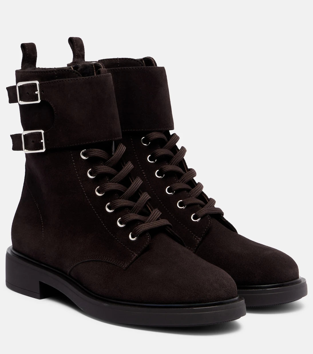 Gianvito Rossi - Shearling-lined suede combat boots