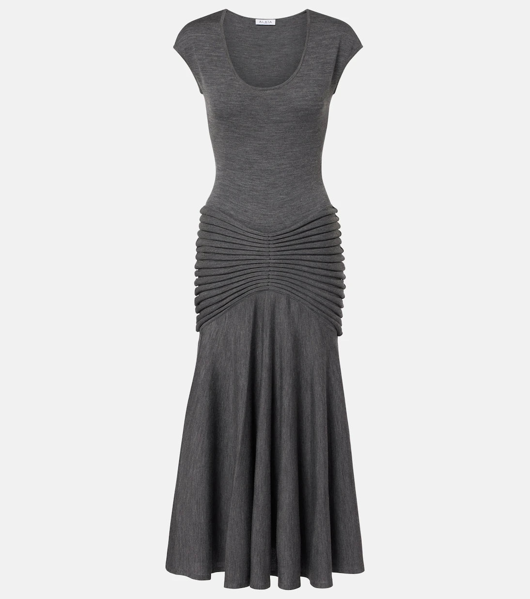Alaïa - Knitted pleated wool midi dress