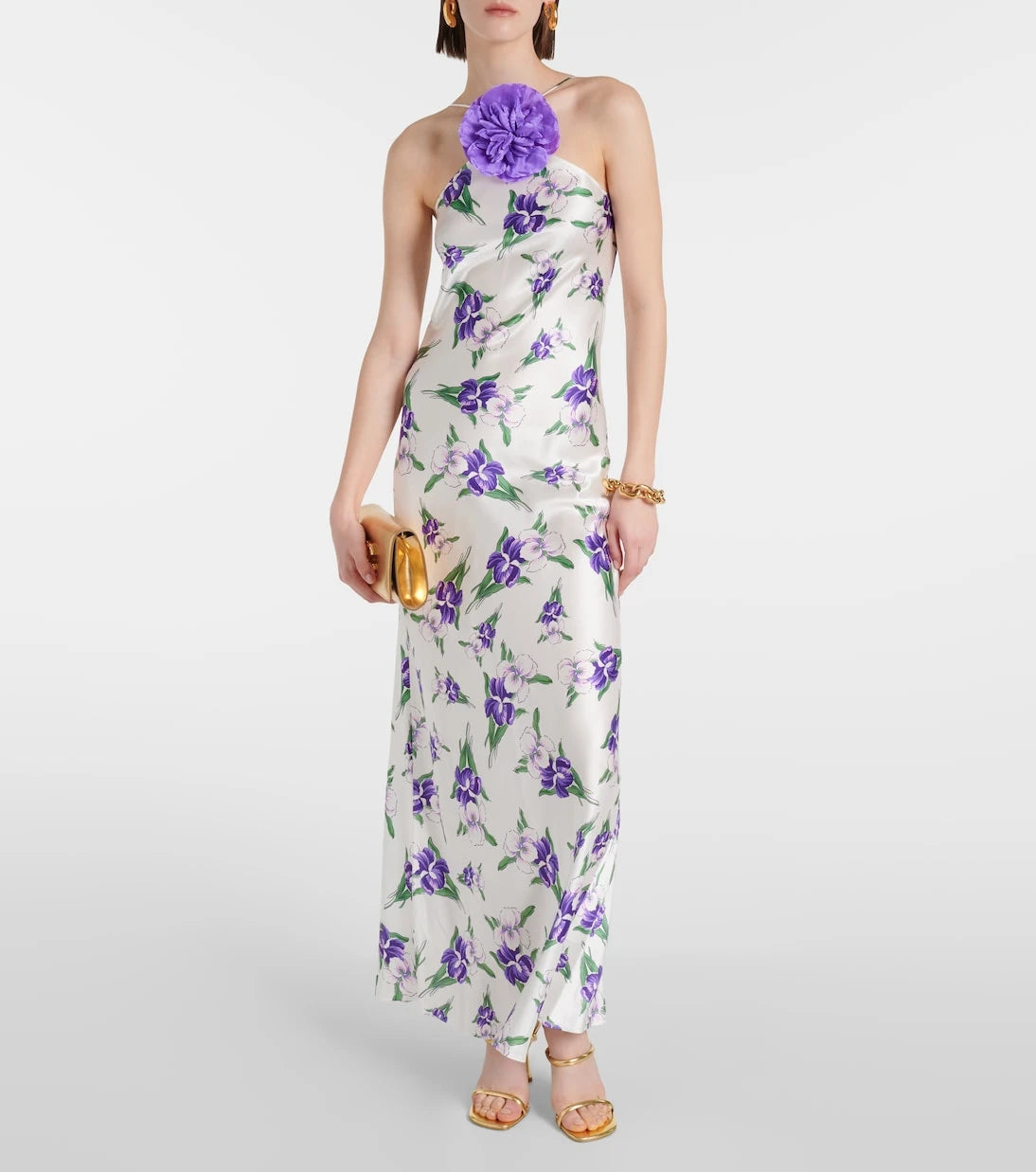 Rodarte - Floral-appliqué silk gown