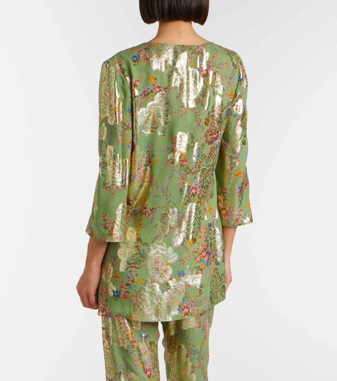 Valentino - Draped fil coupé silk-blend lamé blouse