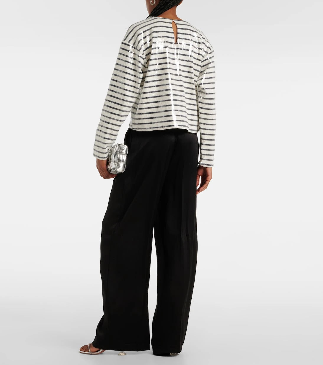 Frame - Sequined striped cotton top coat