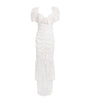 Alessandra Rich White Lace Rose-Detail Maxi Dress