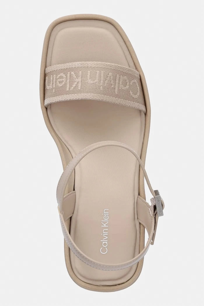 Calvin Klein kama topuklu sandalet ayakkabı WEDGE 70 SNDL WEBBING LTH