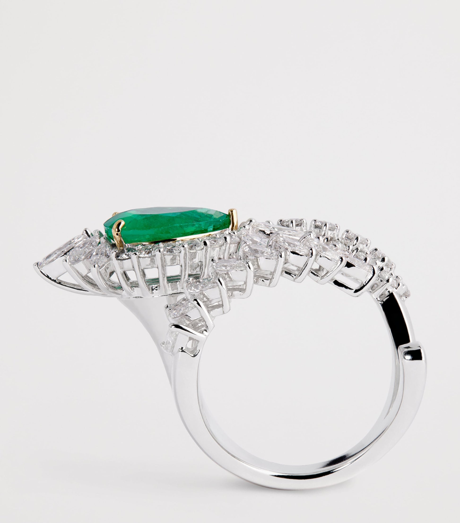 White Gold, Diamond and Emerald Reign Supreme Ring