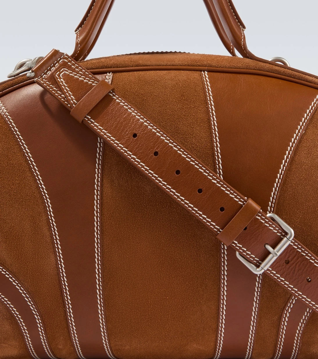 Dries Van Noten - Leather-trimmed suede duffel bag