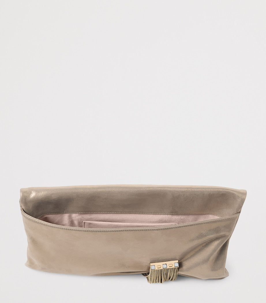 Jimmy Choo Gold Zandra Leather-Brass Clutch Bag