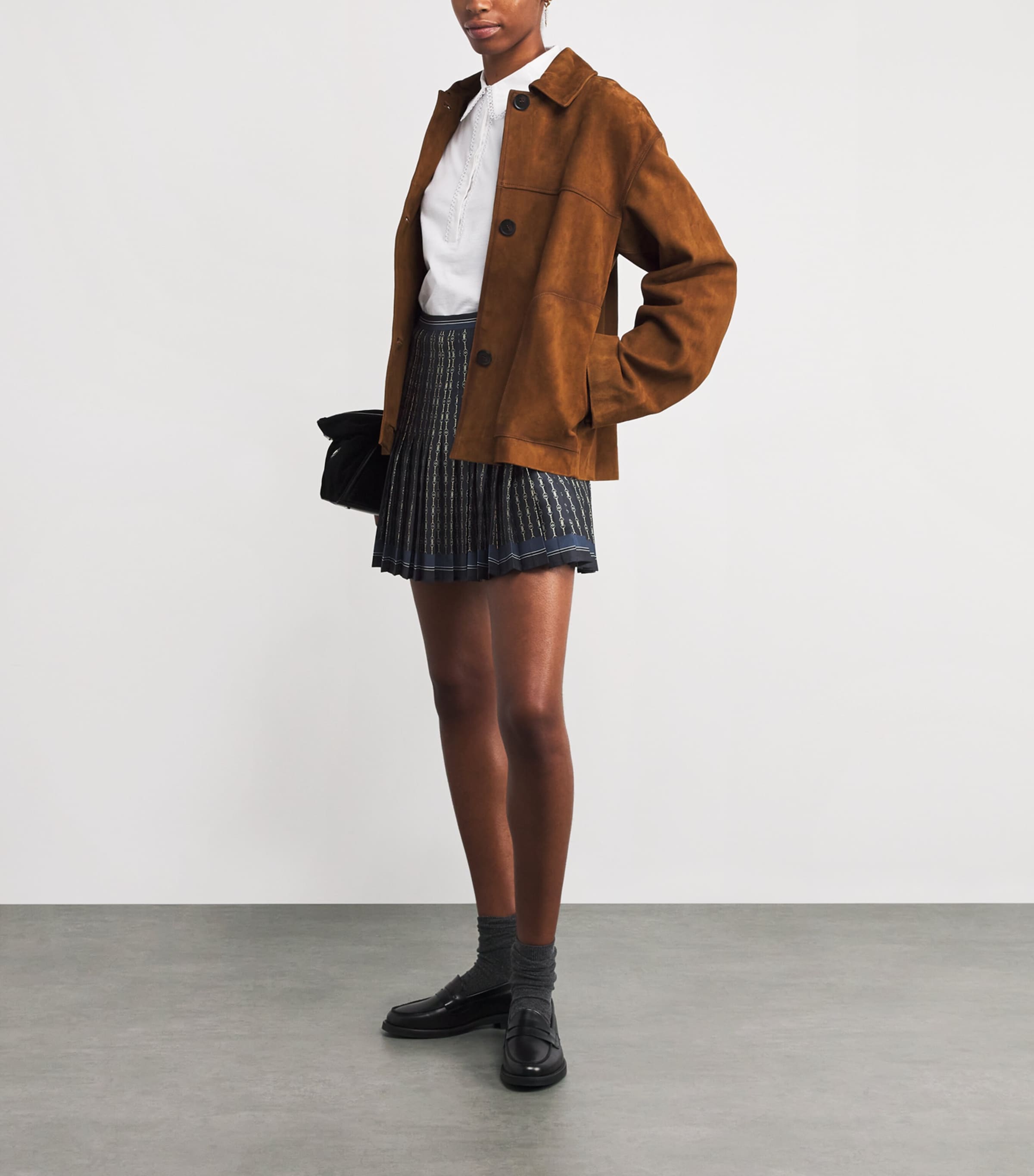 Claudie Pierlot Black Pleated Printed Mini Skirt