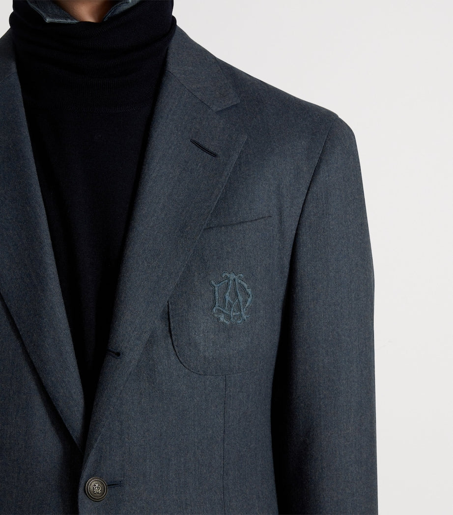 Blue Superfine Merino Wool Flannel Cavendish Blazer