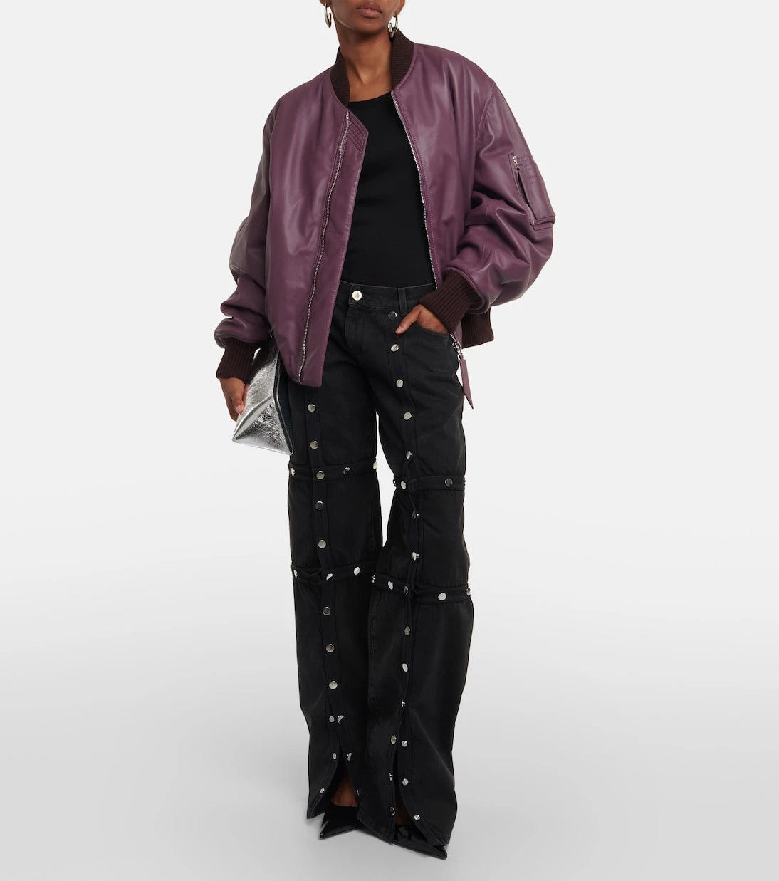 The Attico - Anja leather bomber jacket