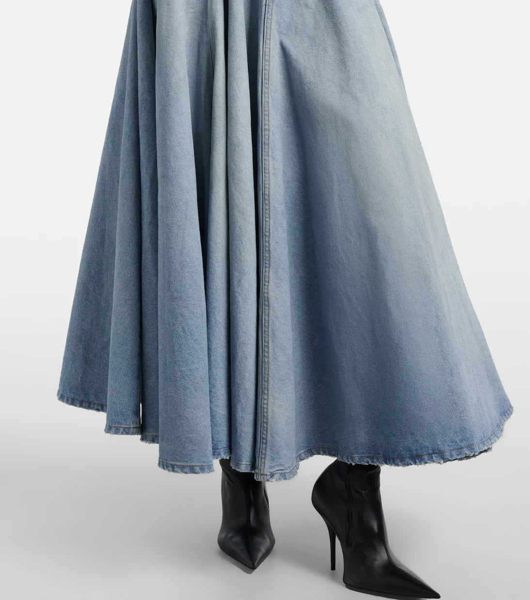Balenciaga - Pleated denim midi skirt