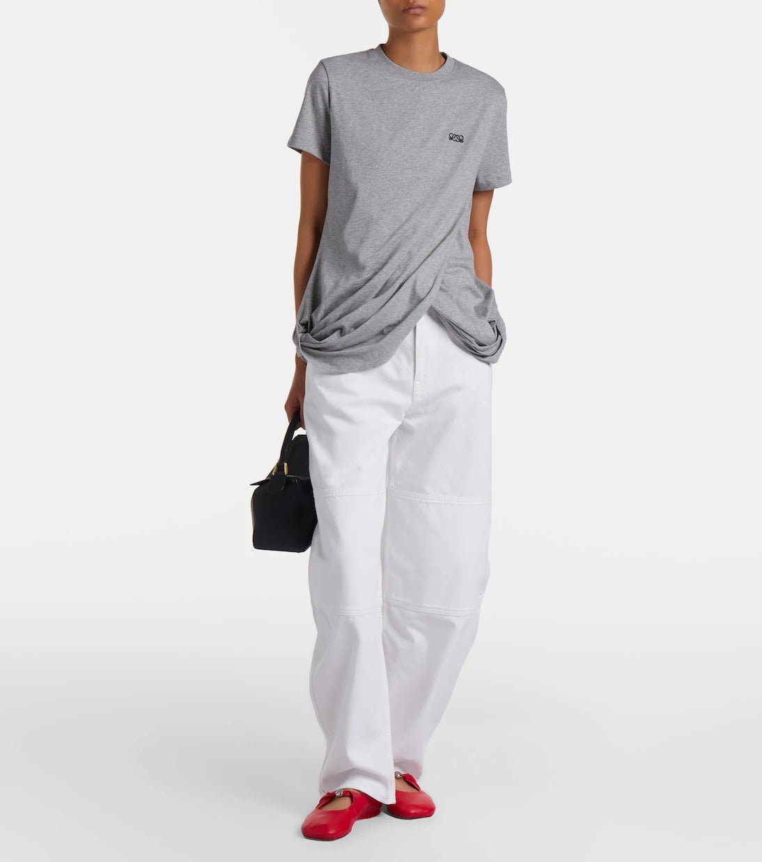 Loewe - Double L draped cotton jersey T-shirt