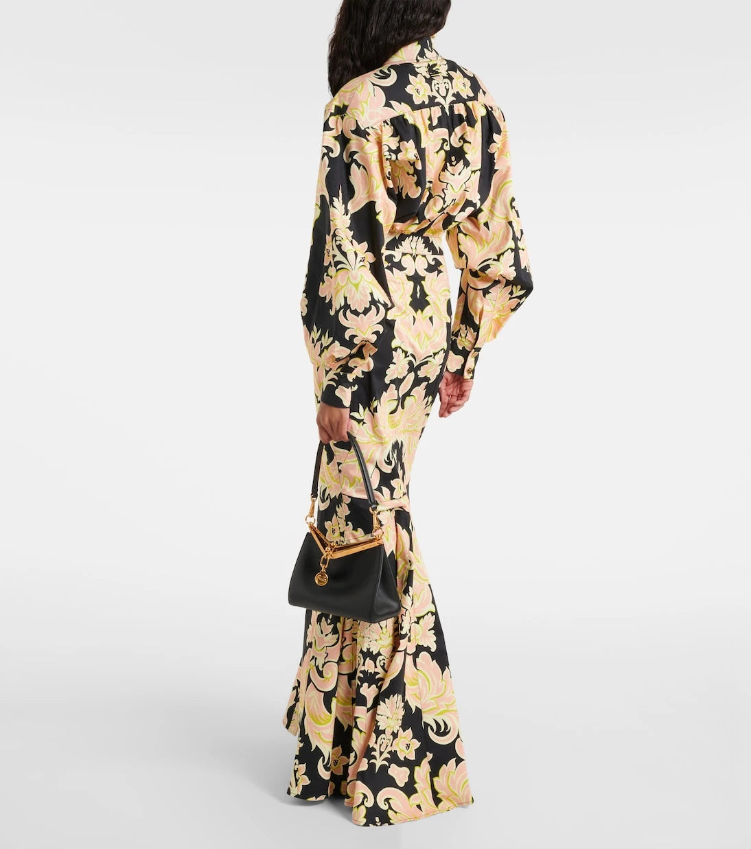 Etro - فستان قميص طويل من مزيج القطن المطبوع