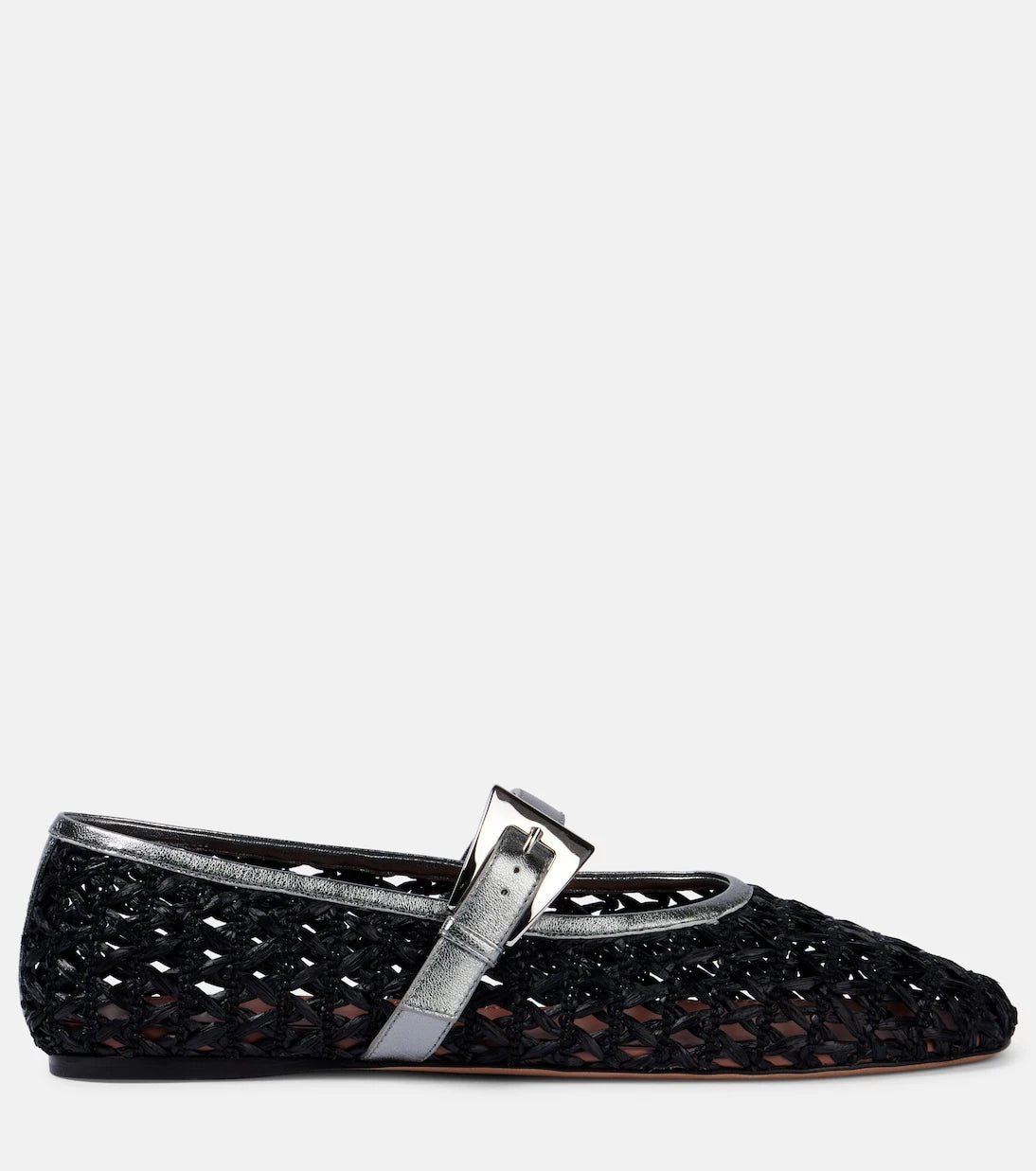 Paris Texas - Sveva buckle-detail raffia ballet flats