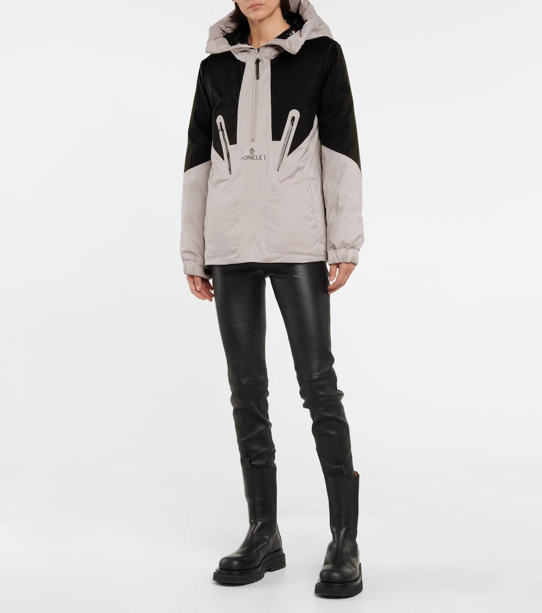 Moncler - Iberis hooded half-zip down jacket