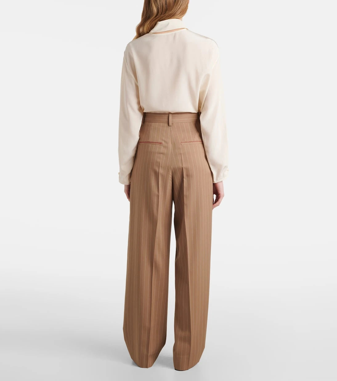 Victoria Beckham - Pinstripe virgin wool wide-leg pants