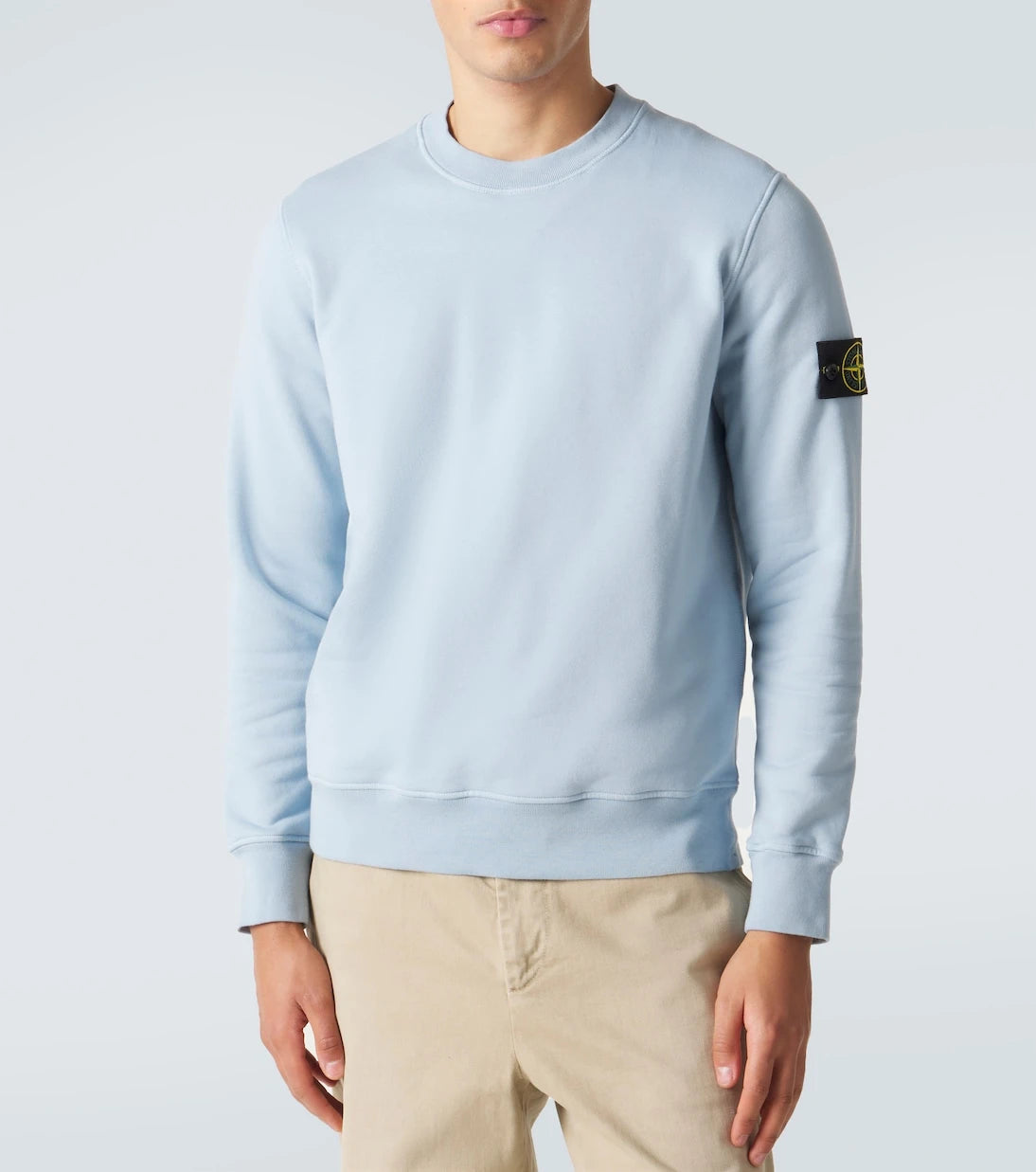 Stone Island - سويت شيرت من صوف القطن بتطريز البوصلة