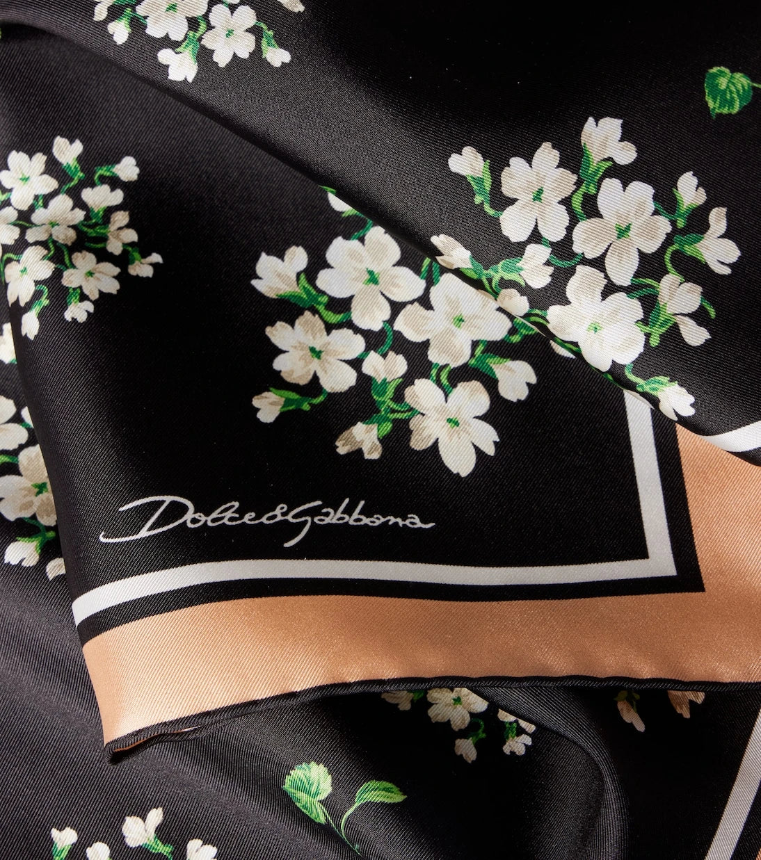 Dolce&Gabbana - وشاح من تويل الحرير بنقشة الزهور