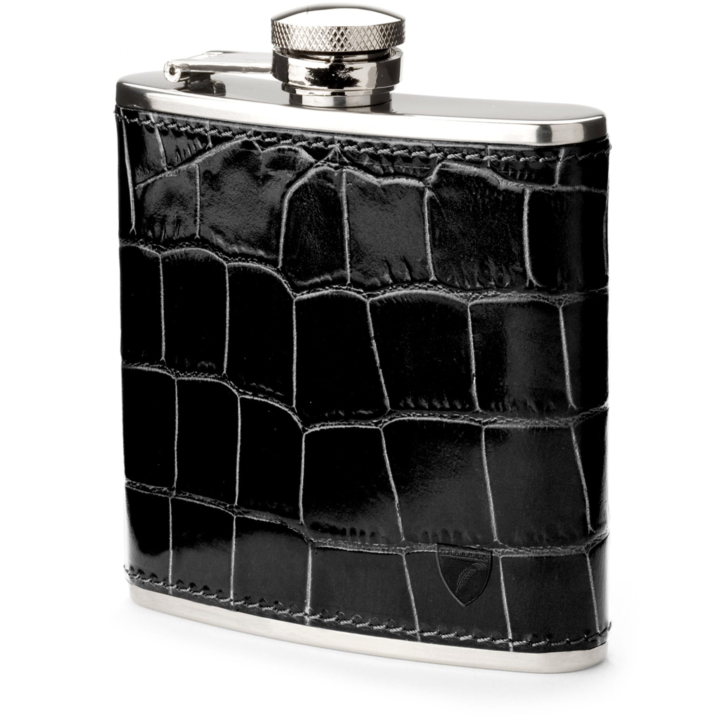 Croc-Embossed Leather Flask