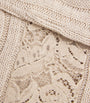 Max Mara Beige Wool-Cashmere Cable-Knit Lace Sweater