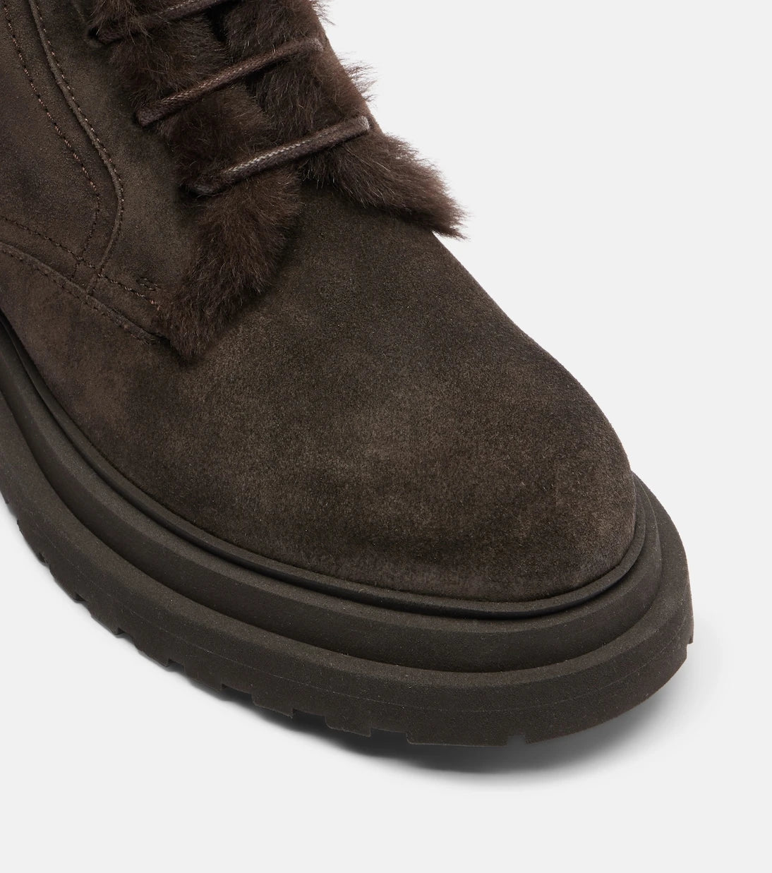 Brunello Cucinelli - Monili shearling-trimmed suede lace-up boots